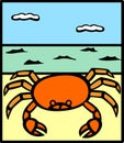 crab in a beach vector illustration