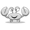 Crab black and white colorless illustration