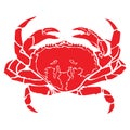 Crab  black and white drawing Red Gold Vintage Sea food illustration vector Royalty Free Stock Photo