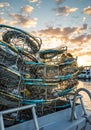 Crab Cages loaded on Boat Royalty Free Stock Photo