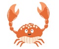 Cartoon crab. Ocean kawaii animal, underwater life.