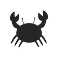 Crab cartoon cut vector illustration isolated on white. Black silhouette animal. EPS