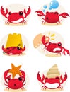 Crab cartoon set