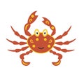 Crab cartoon stylized with ticks and yellow spots