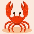 Crab character with big claws isolated. Cartoon character. Vector