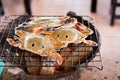 Crab on charcoal grill seafood