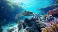 Hyperrealistic Environments: A Stunning Encounter With A Group Of Corals And A Majestic Crab