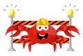 Crab on construction yard, illustration, vector Royalty Free Stock Photo