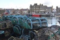 Crab creels in the fishing harbour of Kirkwall, capital of Orkney Scotland