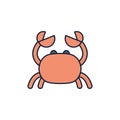 Crab crustacean summer icon line and fill