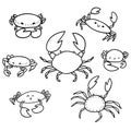 Crab doodle, set