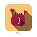 Crab face flat icon design. Animal icons series Royalty Free Stock Photo