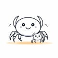 Cute Cartoon Crab And Baby With Teeth Illustrations