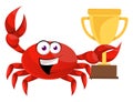 Crab holding trophy, illustration, vector