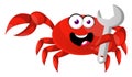 Crab holding wrench, illustration, vector