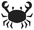 Crab icon. Black ocean fauna symbol. Underwater animal