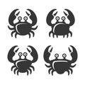 Crab Icon Set on White Background. Vector