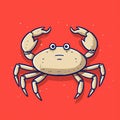 Minimalistic Cartoon Doodle Of A Cute Crab Illustration