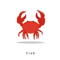Crab icon symbol cartoon hand drawn style flat vector design illustrations. Royalty Free Stock Photo