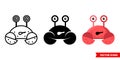 Crab icon of 3 types. Isolated vector sign symbol.