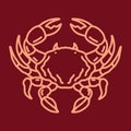 Crab illustration Monoline Vector Logo, animal vintage badge, creative emblem Design For Tshirt