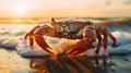 Stunning Ultra Detailed Stock Photo Of Crabs At Sunset On The Beach