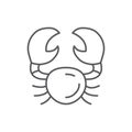 Crab line editable pixel perfect icon isolated on white background - outline sea and ocean wildlife underwater animal or seafood s