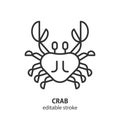 Crab line icon. Seafood outline vector sign. Editable stroke