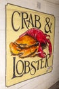 Crab and Lobster Sign in Polperro, Cornwall, UK