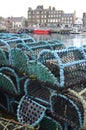 Crab creels in the fishing harbour of Kirkwall, capital of Orkney Scotland