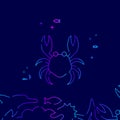 Crab, Lobster Vector Line Icon, Illustration on a Dark Blue Background. Related Bottom Border Royalty Free Stock Photo