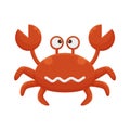 Crab Marine Cartoon Character. Cute Animal Mascot Icon Flat Design. Childrens Wallpaper