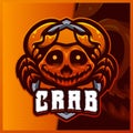 Crab mascot esport logo design illustrations vector template, gaming logo for team game streamer youtuber banner twitch discord Royalty Free Stock Photo