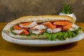crab meat sub with a side of potatochips Royalty Free Stock Photo