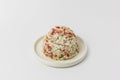 Crab meat on white plate isolated on white background Royalty Free Stock Photo