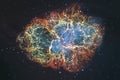 Crab Nebula in constellation Taurus. Supernova Core pulsar neutron star Royalty Free Stock Photo