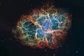 Crab Nebula in constellation Taurus. Supernova Core pulsar neutron star. Royalty Free Stock Photo