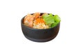 Crab Paste fried Rice broth. Prepared served in black tiled bowl. Royalty Free Stock Photo