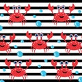 Crab cartoon pattern summer design  isolated on white background. illustration. Royalty Free Stock Photo