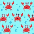 Crab cartoon pattern summer design  isolated on white background. illustration. Royalty Free Stock Photo