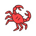 Crab red color icon. Swimming sea animal with pincers. Zodiac sign. Underwater creature, aquatic animal. Ocean aquarium