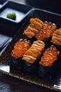 Crab Roe Urchin sushi Royalty Free Stock Photo