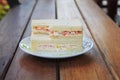 Crab sandwich on wood background Royalty Free Stock Photo