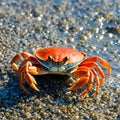 crab on a sandy wet beach