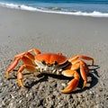 crab on a sandy wet beach