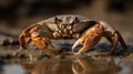 A crab scuttles across the sand its claws snapping menacingly created with Generative AI