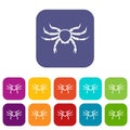 Crab sea animal icons set flat Royalty Free Stock Photo