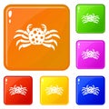 Crab sea animal icons set vector color Royalty Free Stock Photo