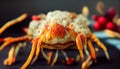 Crab seafood plate with, fresh crab on plate, crab cooking food boiled or steamed crab red in the restaurant. Generative