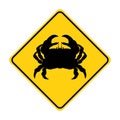 Crab silhouette animal traffic sign yellow vector
